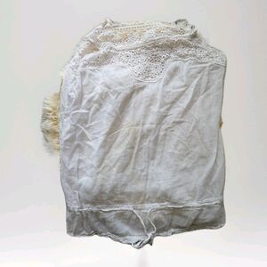 Paperdenim&cloth Women's 4 Off White Crochet Trim Lace Sheer Tank Top Long Fit